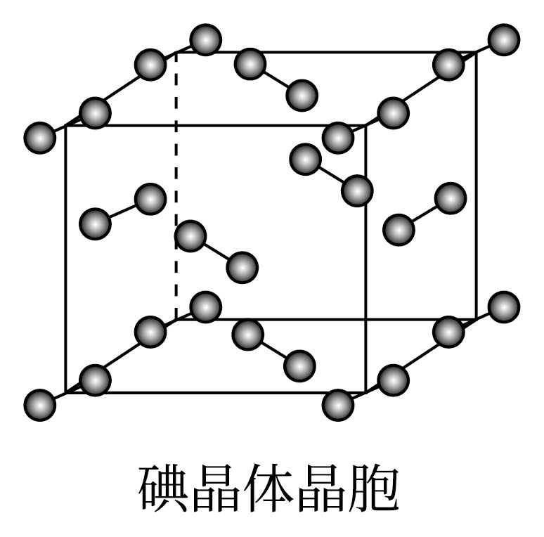 如图为碘晶体晶胞结构,下列有关说法正确的是